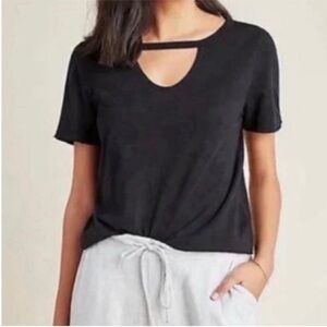Anthropologie T.La Black Keyhole Tee